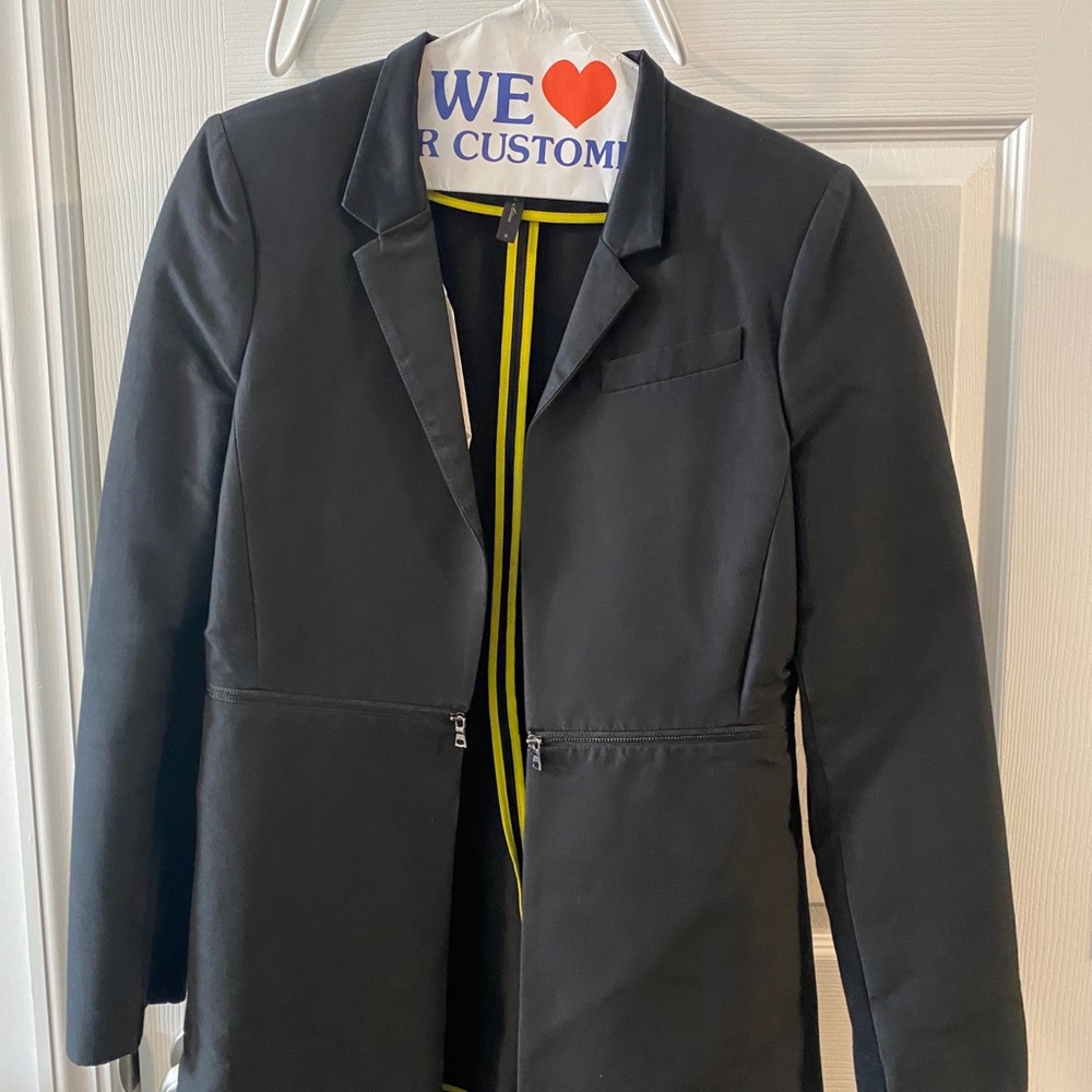 Open front zipper blazer